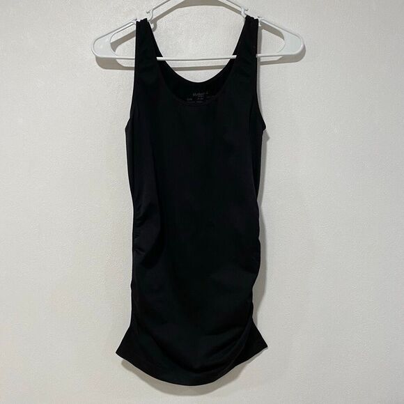 Motherhood Maternity Black Ruched Tank Top Size S/M Stretch Nylon Spandex - Picture 1 of 4